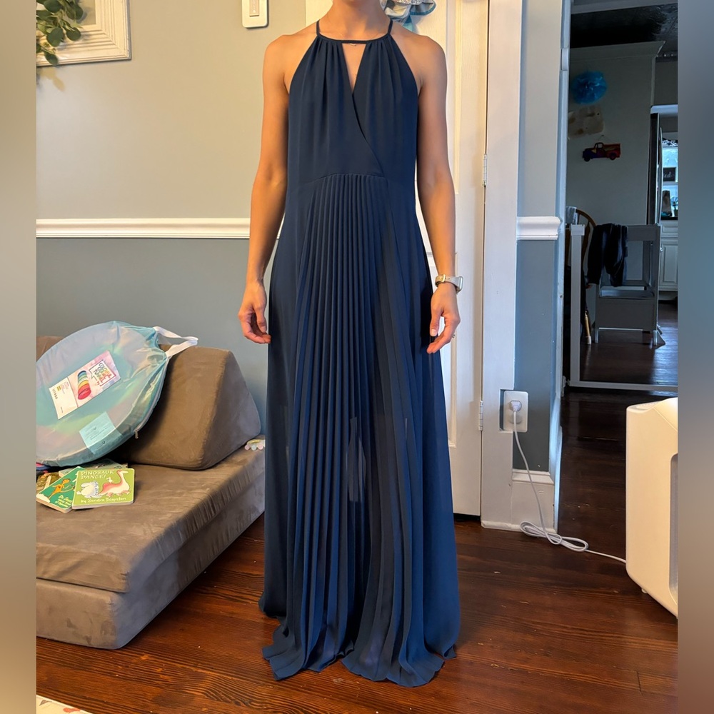 NWT BCBGeneration chiffon floor length dress in marine